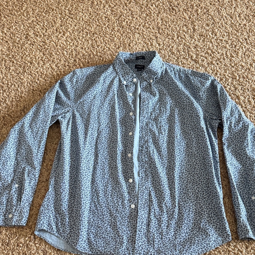 J. Crew Light Blue Patterned Button Down Shirt - image 1